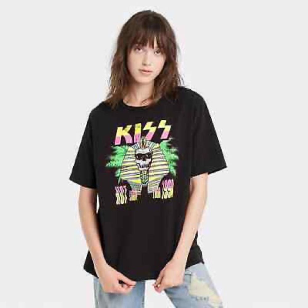 Vintage KISS Hot in the Shades Tour 1990 Black T-Shirt